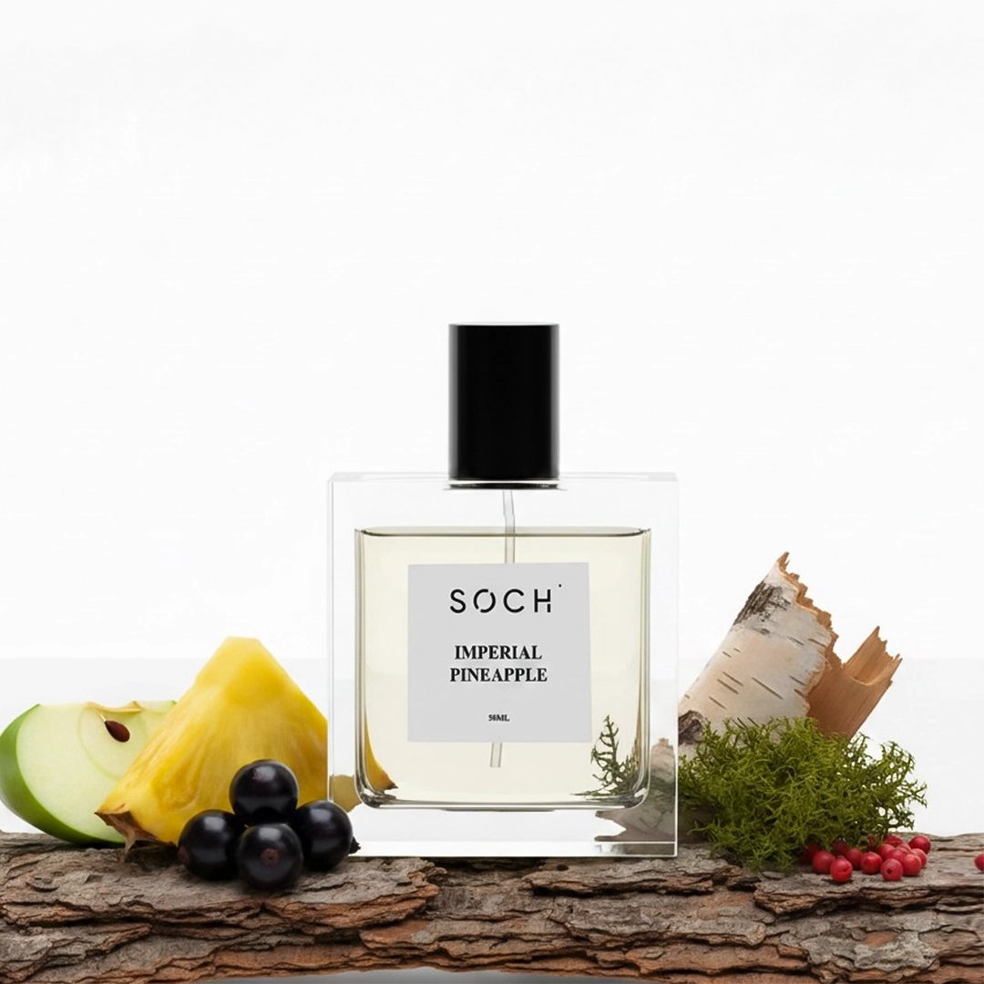 Imperial Pineapple Eau De Parfum for Men by Soch Perfume – Premium long-lasting luxury fragrance bottle featuring a rich blend of pineapple, bergamot, and smoky birch wood notes.