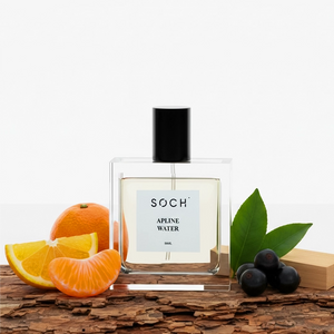 Alpine Water Eau De Parfum by Soch Perfume – Premium long-lasting unisex aromatic fragrance bottle featuring notes of fresh green tea, black currant, and crisp mountain air.